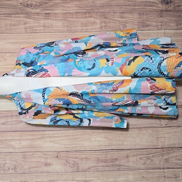 Ali Miles Colorful Abstract Patterned Cardigan Sheer Women's  Open Front Medium - Picture 2 of 7
